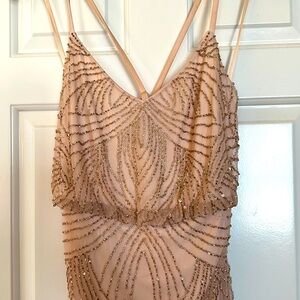 Adrianna Papell blush pink beaded gown